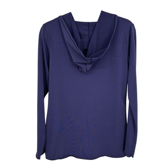 prAna Striped Perry Long Sleeve Hooded Pullover Top Purple Size Medium - Picture 7 of 7